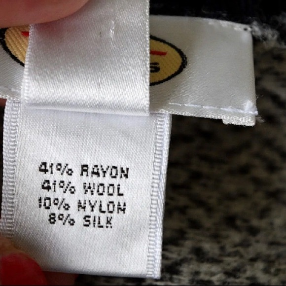 Talbots Wool Rayon Silk blend Cardigan Grey Black Front button, Sz M - Picture 4 of 6